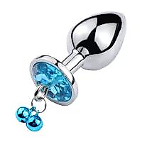 BDR-L0515-1 Paslanmaz Çelik Mavi Taşlı Zilli Metal Anal Plug