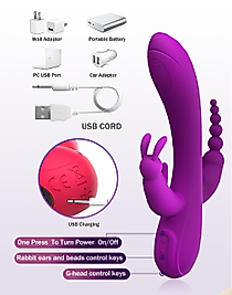 BDR-SGZ003-Klitoris Anal Vajinal Uyarıcı 3 in 1 Rabbit Vibratör