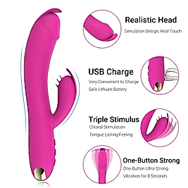 BDR-SG3082 Raibe Yeni Stil Çok Esnek Güçlü Klitoris ve G-Spot Uyarıcı 2 in 1 Rabbit Vibratör