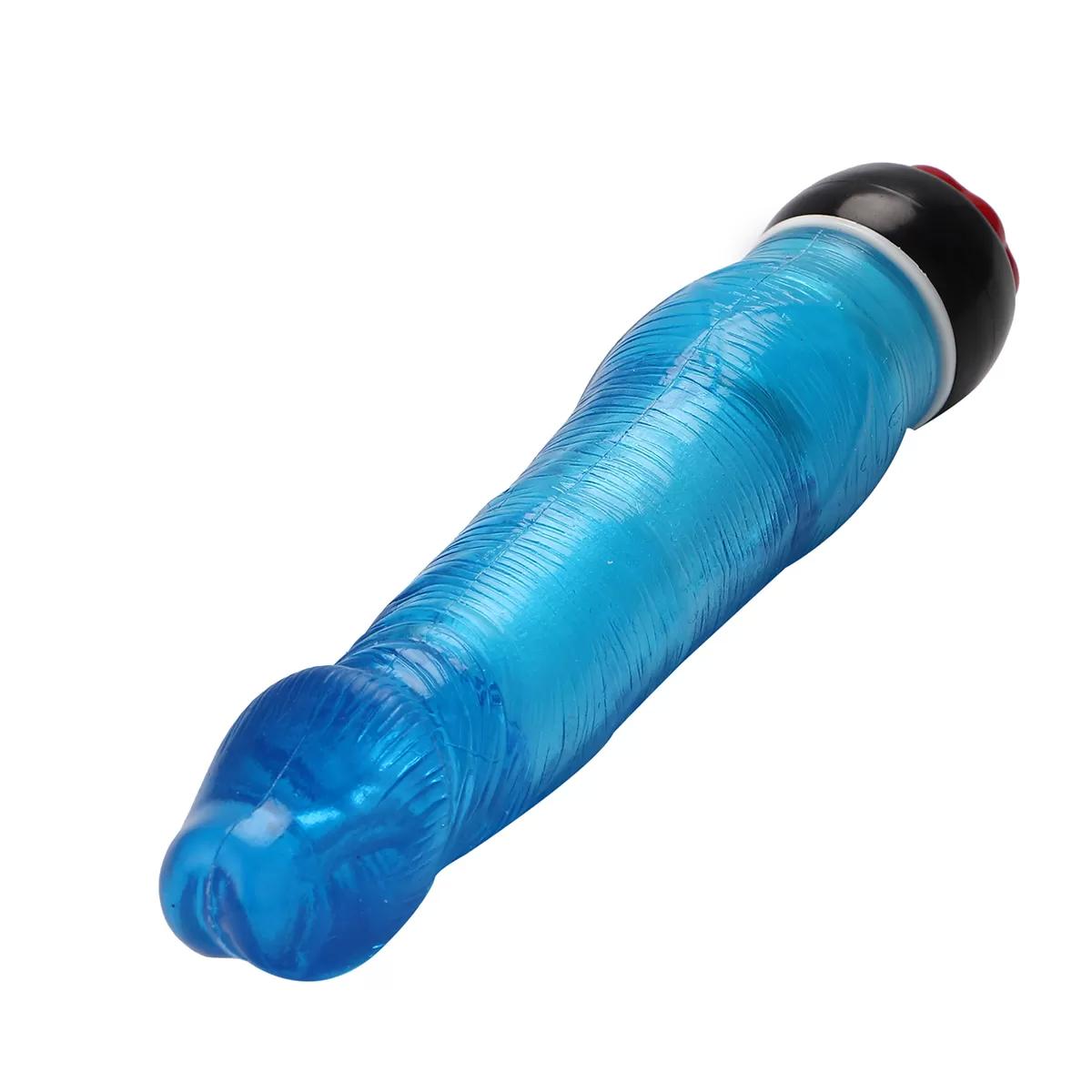 BDR-L159V Jel Dokulu Klasik Vibratör Penis 18 CM - Mavi