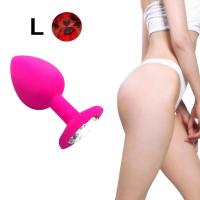 BDR-L0409-3M Mor Mücevher Taşlı Silikon Pembe Anal Plug - Büyük