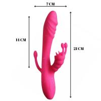 BDR-Y7125 Curve Klitoris Anal ve G-Spot Uyarıcı Isıtmalı 3 in 1 Rabbit Dil Vibratör
