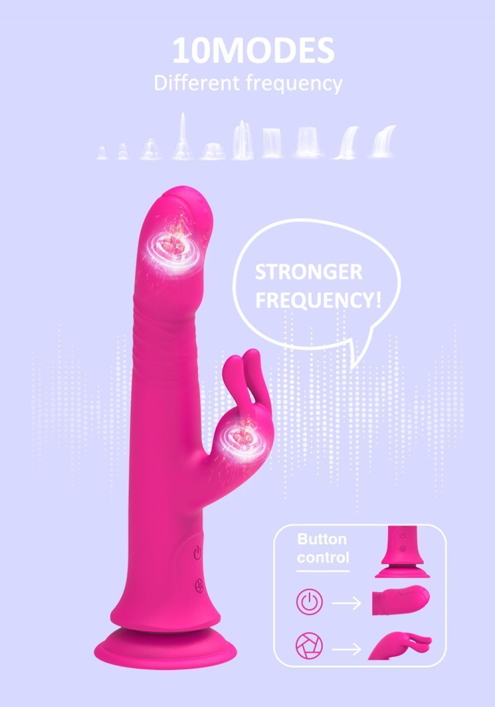 BDR-SX04 İleri Geri ve 360° Rotasyon Hareketli Su Geçirmez Vantuzlu Rabbit Vibratör