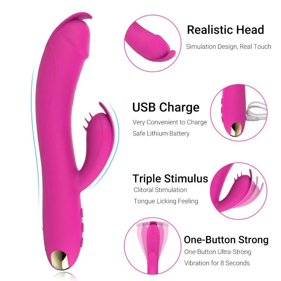 BDR-SG3082 Raibe Yeni Stil Çok Esnek Güçlü Klitoris ve G-Spot Uyarıcı 2 in 1 Rabbit Vibratör
