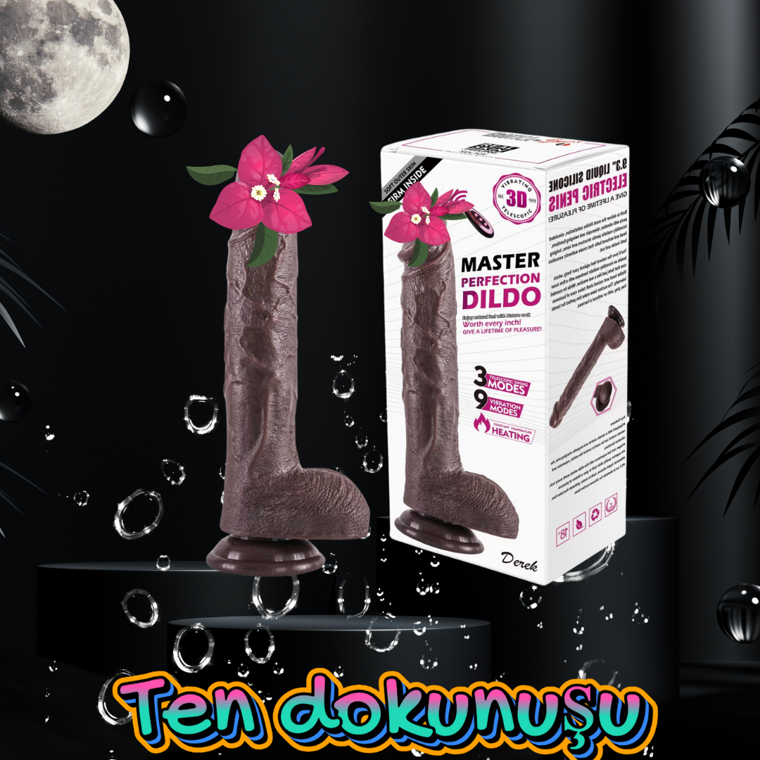 BDR-S9953 Isıtmalı İleri Geri Hareketli ve Rotasyonlu Gerçekçi Damarlı Zenci Yapay Penis Vibrator