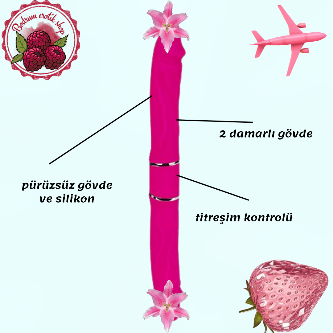 BDR-S156 İpeksi Şarjlı Çift Taraflı Güçlü Titreşimli Yumuşak Esnek Yapıda Çift Yönlü Çiftlere Özel Yapay Penis Vibratör