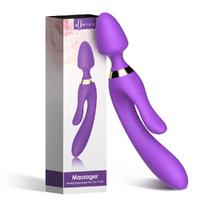BDR-W05M Manyetik Şarjlı Su Geçirmez Wand Massager 3 in 1 Dildo Vibratör - Mor