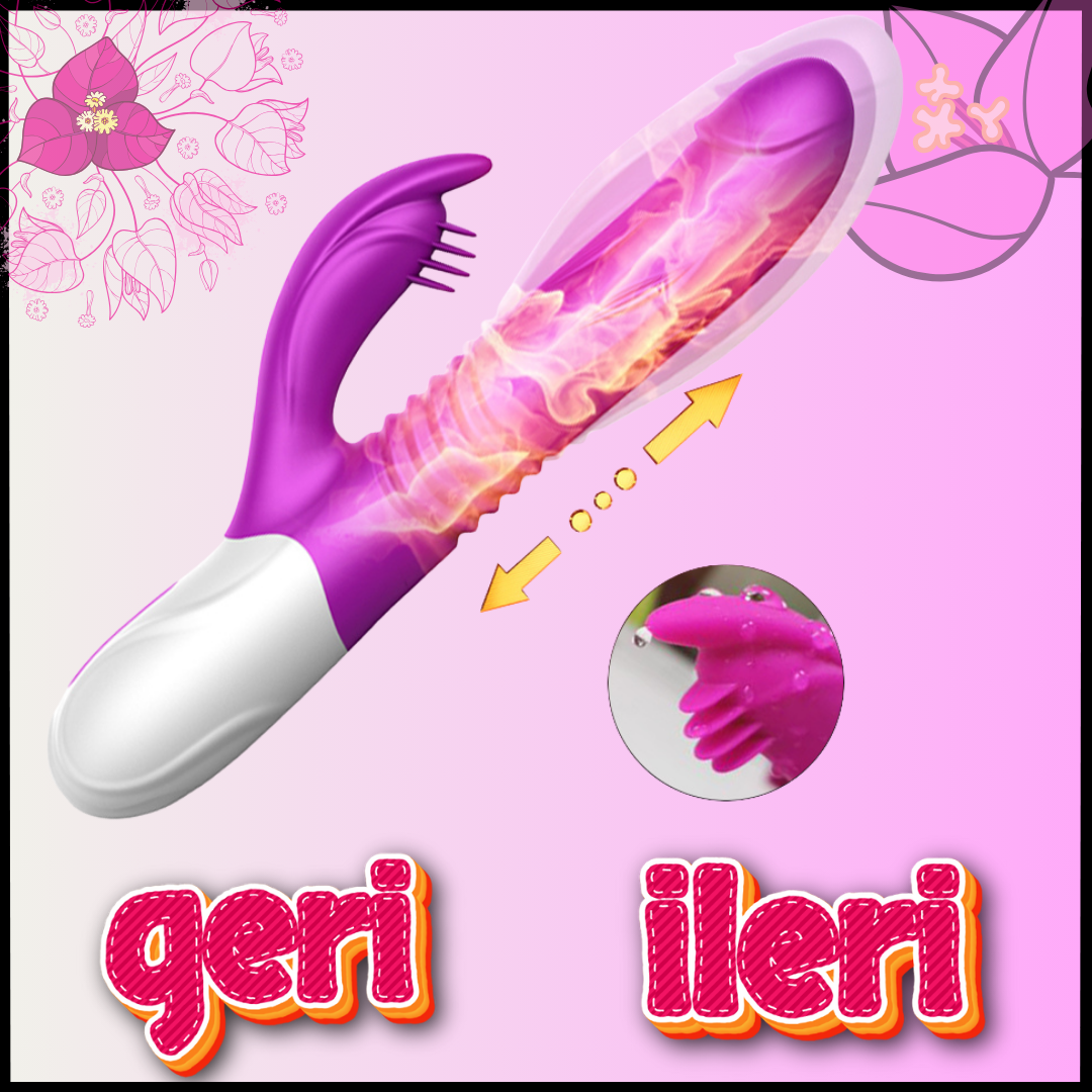 BDR-FT20 Şans Şarjlı Akıllı Isıtmalı Şişirilebilir ve İleri Geri Hareketli G-Spot ve Klitoris Uyarıcı 2 in 1 Yapay Penis Rabbit Vibratör