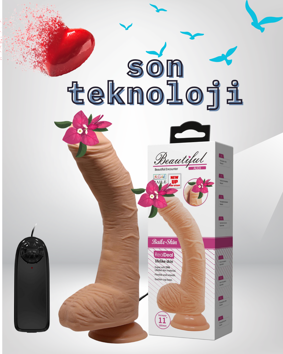 BOD-4048A Ten dokusunda Realistik dev vibratör🩷🩷🩷🩷🩷