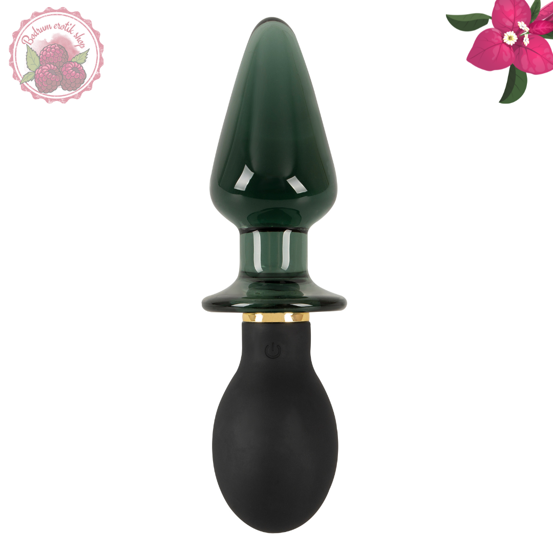 BOD-ALM-01 Titreşimli çift uçlu anal tıkaç,Bir tarafı yumuşak ipeksi silikon Diğer taraf tamamen camdan yapılmıştır. Tek tuşla 10 farklı titreşim modu.